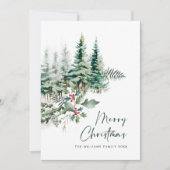 Elegante minimalistische kerstdennenboom begroetin feestdagenkaart (Voorkant)