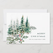 Elegante minimalistische kerstdennenboom begroetin feestdagenkaart (Voorkant)