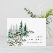 Elegante minimalistische kerstdennenboom begroetin feestdagenkaart (Staand voorkant)