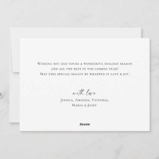 Elegante minimalistische kerstdennenboom begroetin feestdagenkaart (Achterkant)