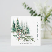 Elegante minimalistische kerstdennenboom begroetin feestdagenkaart (Staand voorkant)