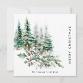 Elegante minimalistische kerstdennenboom begroetin feestdagenkaart (Voorkant)