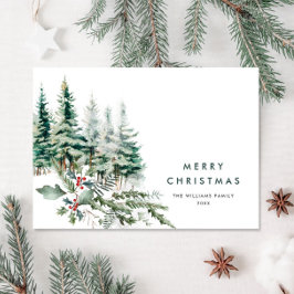 Elegante minimalistische kerstdennenboom begroetin feestdagenkaart