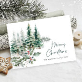 Elegante minimalistische kerstdennenboom begroetin feestdagenkaart