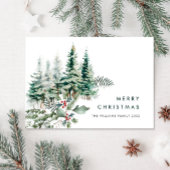 Elegante minimalistische kerstdennenboom begroetin feestdagenkaart