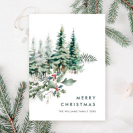 Elegante minimalistische kerstdennenboom begroetin feestdagenkaart