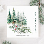 Elegante minimalistische kerstdennenboom begroetin feestdagenkaart