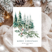 Elegante minimalistische kerstdennenboom begroetin feestdagenkaart