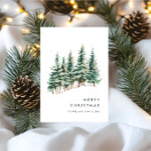 Elegante minimalistische kerstdennenboom begroetin feestdagenkaart