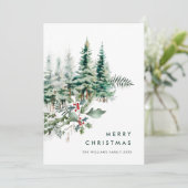 Elegante minimalistische kerstdennenboom begroetin feestdagenkaart (Staand voorkant)