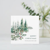 Elegante minimalistische kerstdennenboom begroetin feestdagenkaart (Staand voorkant)