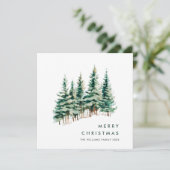 Elegante minimalistische kerstdennenboom begroetin feestdagenkaart (Staand voorkant)