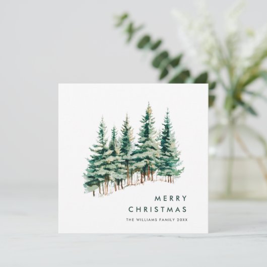 Elegante minimalistische kerstdennenboom begroetin feestdagenkaart (Staand voorkant)