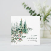 Elegante minimalistische kerstdennenboom begroetin feestdagenkaart (Staand voorkant)