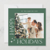 Elegante minimalistische kerstgroet 2 foto feestdagenkaart (Voorkant)