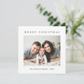 Elegante minimalistische kerstgroet 2 foto feestdagenkaart (Staand voorkant)