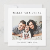 Elegante minimalistische kerstgroet 2 foto feestdagenkaart (Voorkant)