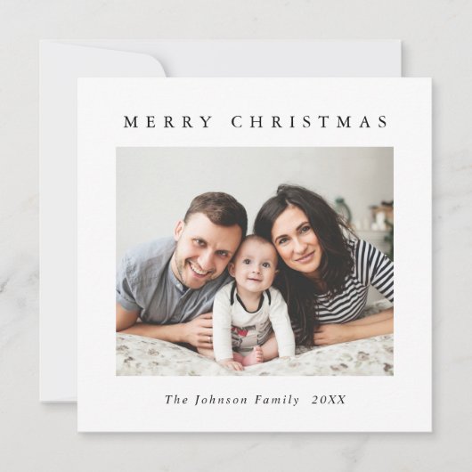 Elegante minimalistische kerstgroet 2 foto feestdagenkaart (Voorkant)