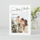 Elegante minimalistische kerstgroet 2 foto feestdagenkaart (Staand voorkant)