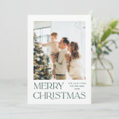 Elegante minimalistische kerstgroet 2 foto feestdagenkaart (Staand voorkant)
