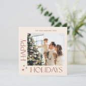 Elegante minimalistische kerstgroet 2 foto feestdagenkaart (Staand voorkant)