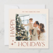 Elegante minimalistische kerstgroet 2 foto feestdagenkaart (Voorkant)