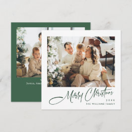 Elegante minimalistische kerstgroet 2 foto feestdagenkaart