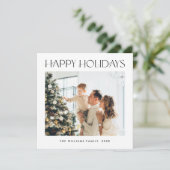 Elegante minimalistische kerstgroet 2 foto feestdagenkaart (Staand voorkant)