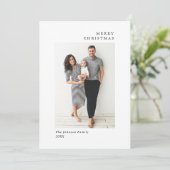 Elegante minimalistische kerstgroet 2 foto feestdagenkaart (Staand voorkant)