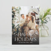 Elegante minimalistische kerstgroet 2 foto feestdagenkaart (Staand voorkant)