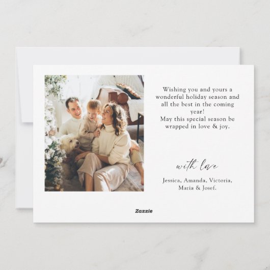 Elegante minimalistische kerstgroet 2 foto feestdagenkaart (Achterkant)