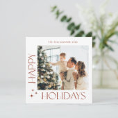 Elegante minimalistische kerstgroet 2 foto feestdagenkaart (Staand voorkant)
