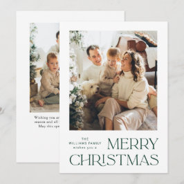 Elegante minimalistische kerstgroet 2 foto feestdagenkaart