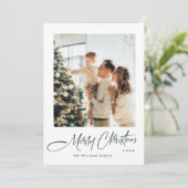 Elegante minimalistische kerstgroet 2 foto feestdagenkaart (Staand voorkant)