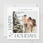 Elegante minimalistische kerstgroet 2 foto feestdagenkaart (Voorkant)