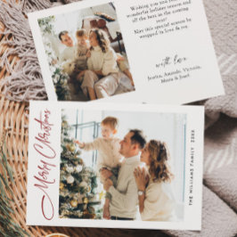 Elegante minimalistische kerstgroet 2 foto feestdagenkaart