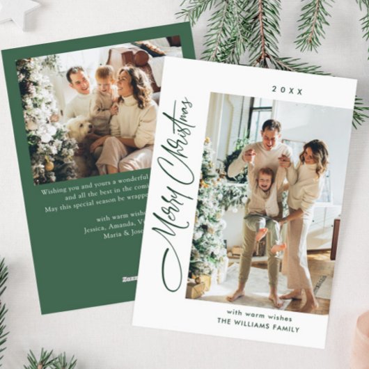 Elegante minimalistische kerstgroet 2 foto feestdagenkaart