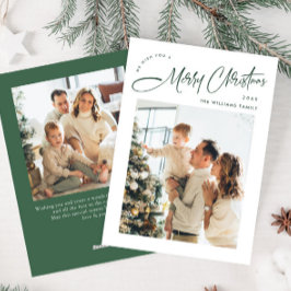 Elegante minimalistische kerstgroet 2 foto feestdagenkaart