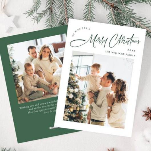 Elegante minimalistische kerstgroet 2 foto feestdagenkaart