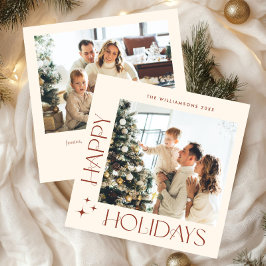 Elegante minimalistische kerstgroet 2 foto feestdagenkaart