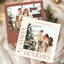 Elegante minimalistische kerstgroet 2 foto feestdagenkaart