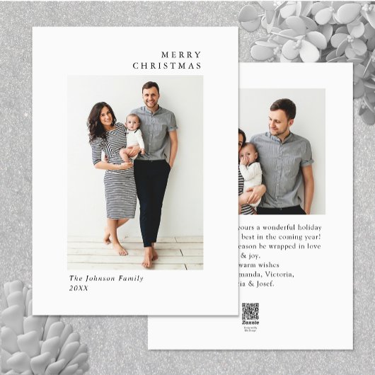 Elegante minimalistische kerstgroet 2 foto feestdagenkaart