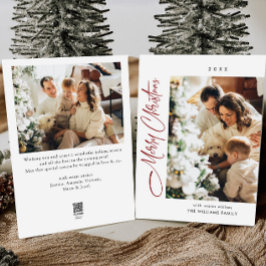 Elegante Minimalistische Kerstgroet 2 Foto Feestdagenkaart