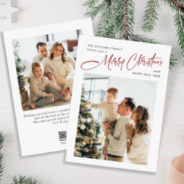 Elegante minimalistische kerstgroet 2 foto feestdagenkaart