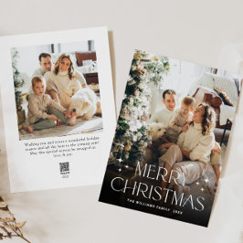 Elegante minimalistische kerstgroet 2 foto feestdagenkaart