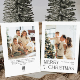 Elegante minimalistische kerstgroet 2 foto feestdagenkaart