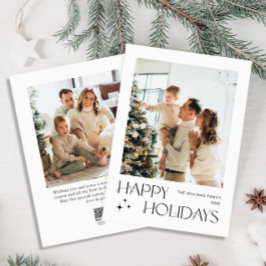 Elegante minimalistische kerstgroet 2 foto feestdagenkaart
