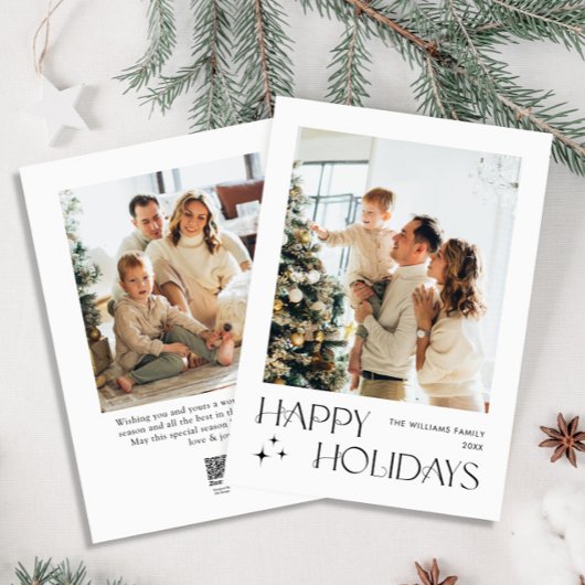 Elegante minimalistische kerstgroet 2 foto feestdagenkaart