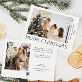 Elegante minimalistische kerstgroet 2 foto feestdagenkaart