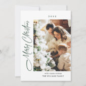 Elegante minimalistische kerstgroet 2 foto feestdagenkaart (Voorkant)